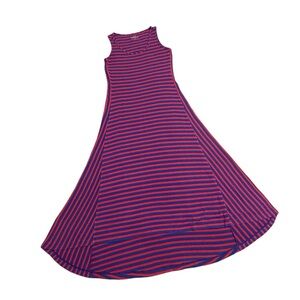 Vineyard Vines Striped Sleeveless Scoop Neck Maxi Dress High-Low Red Blue Small